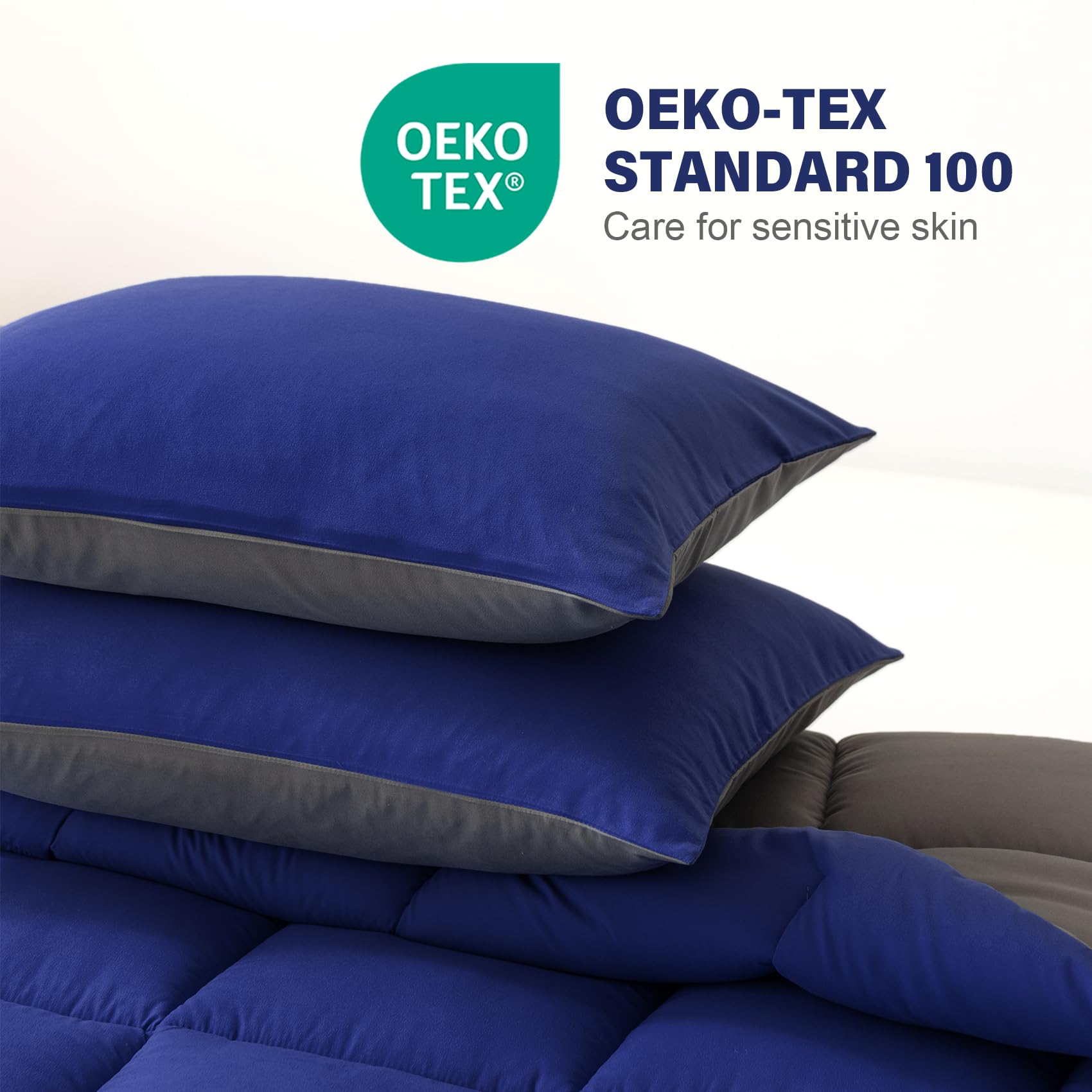 Decroom comforter in styled bedroom helping create a cozy, modern atmosphere