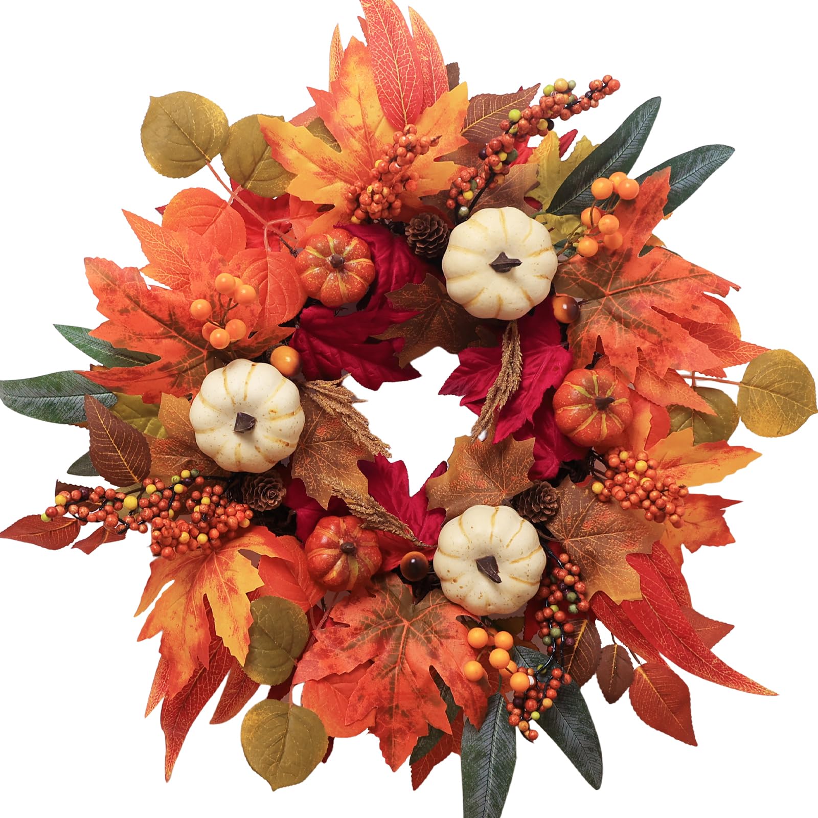 DECSPAS front view fall wreath showing full autumn arrangement and curb appeal