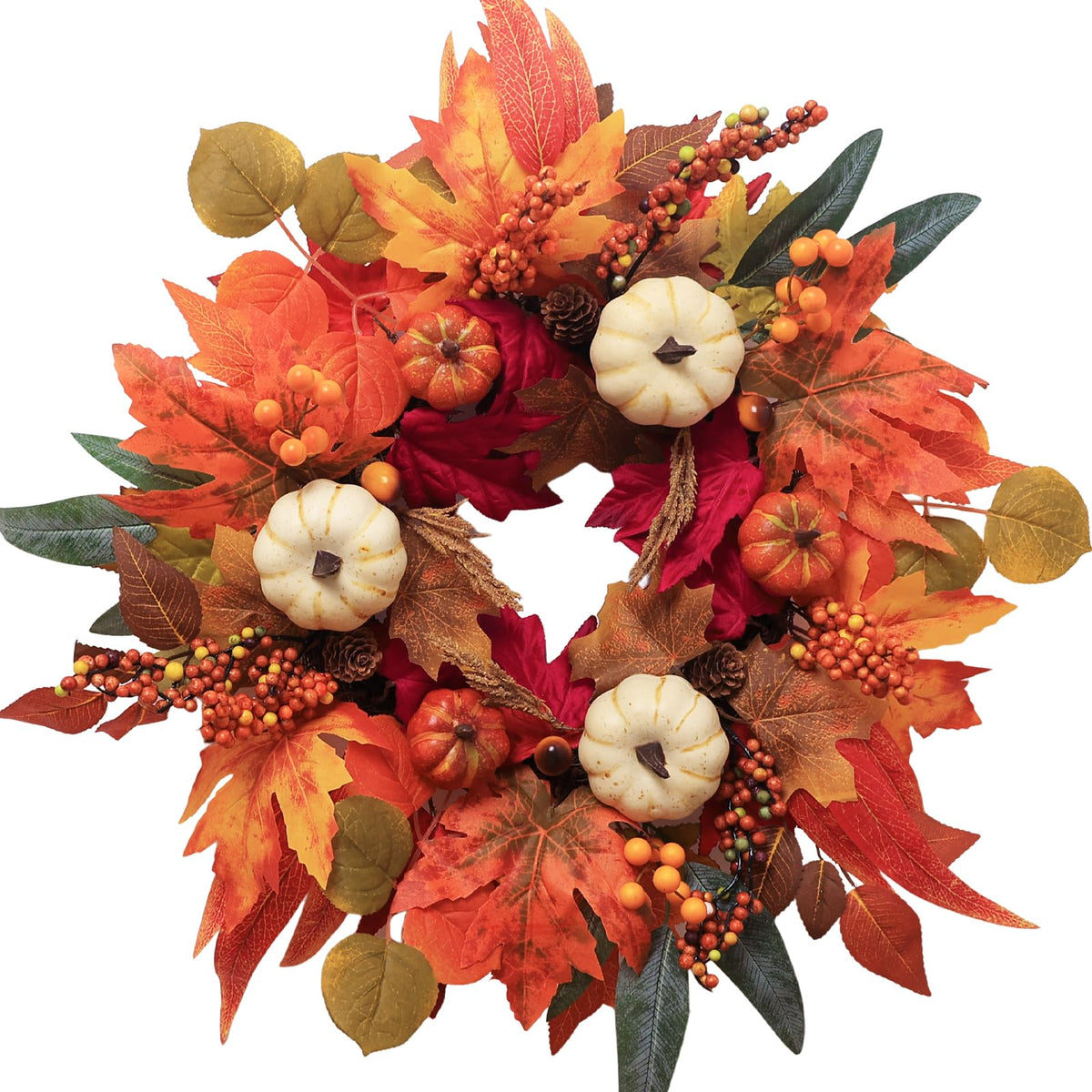 DECSPAS front view fall wreath showing full autumn arrangement and curb appeal