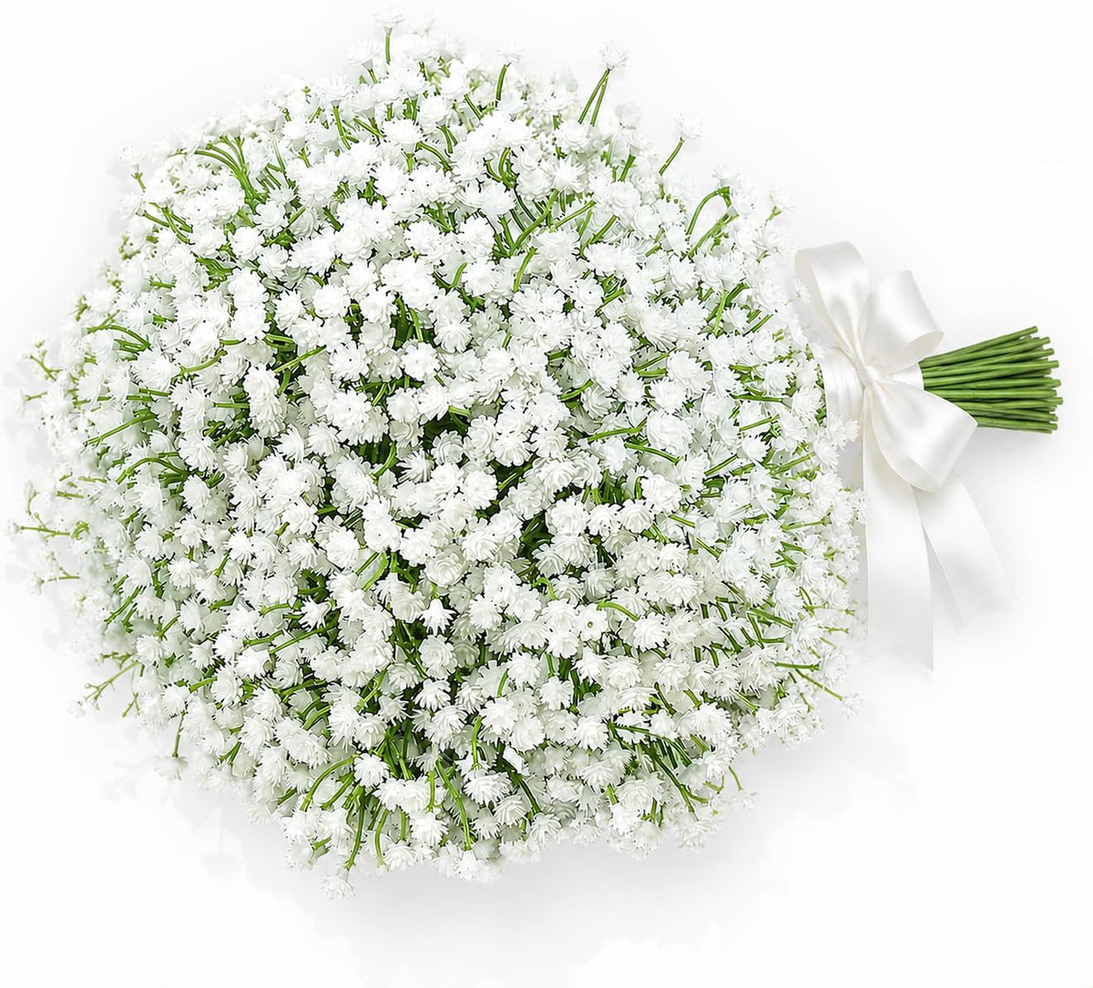 DEEMEI front pack of white baby’s breath showing quantity and tidy stems for easy use