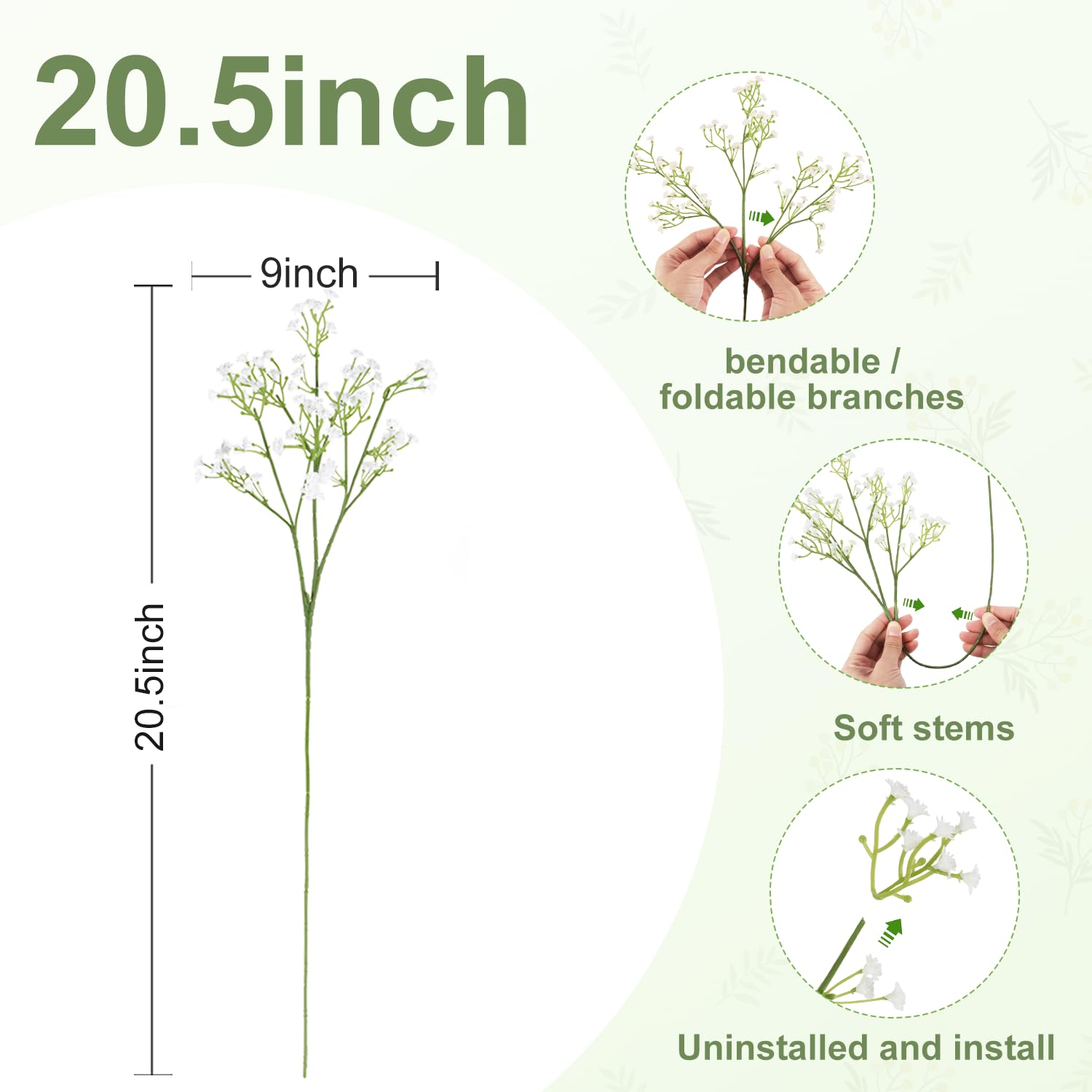 DEEMEI stems next to ruler showing 20.5 inch length for accurate sizing