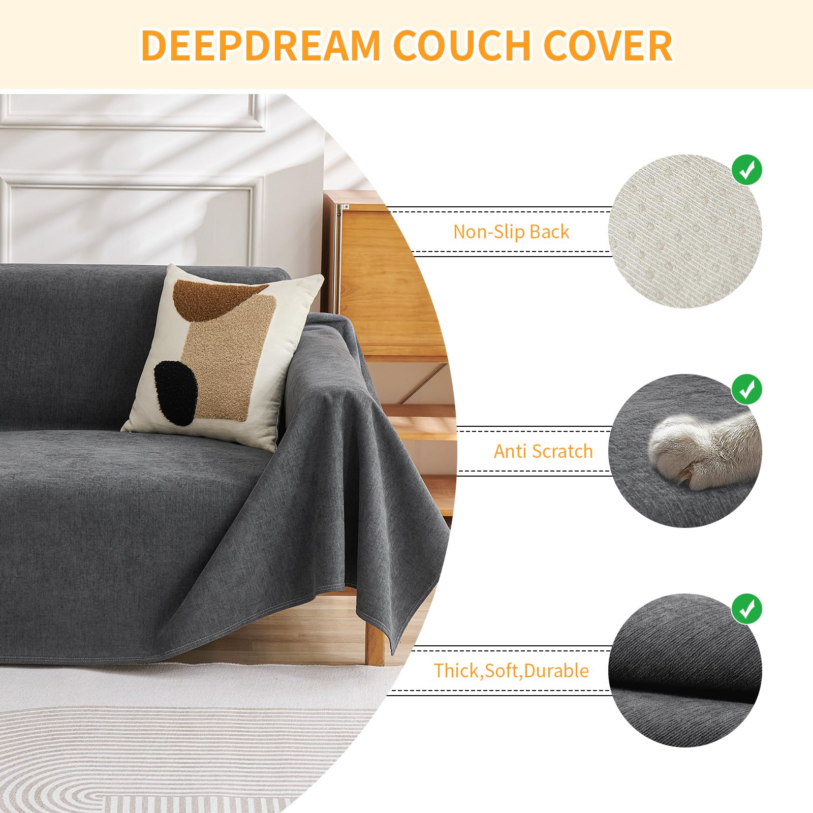 Deep Dream anti-slip underside with non-slip dots for stable, stay-put benefit