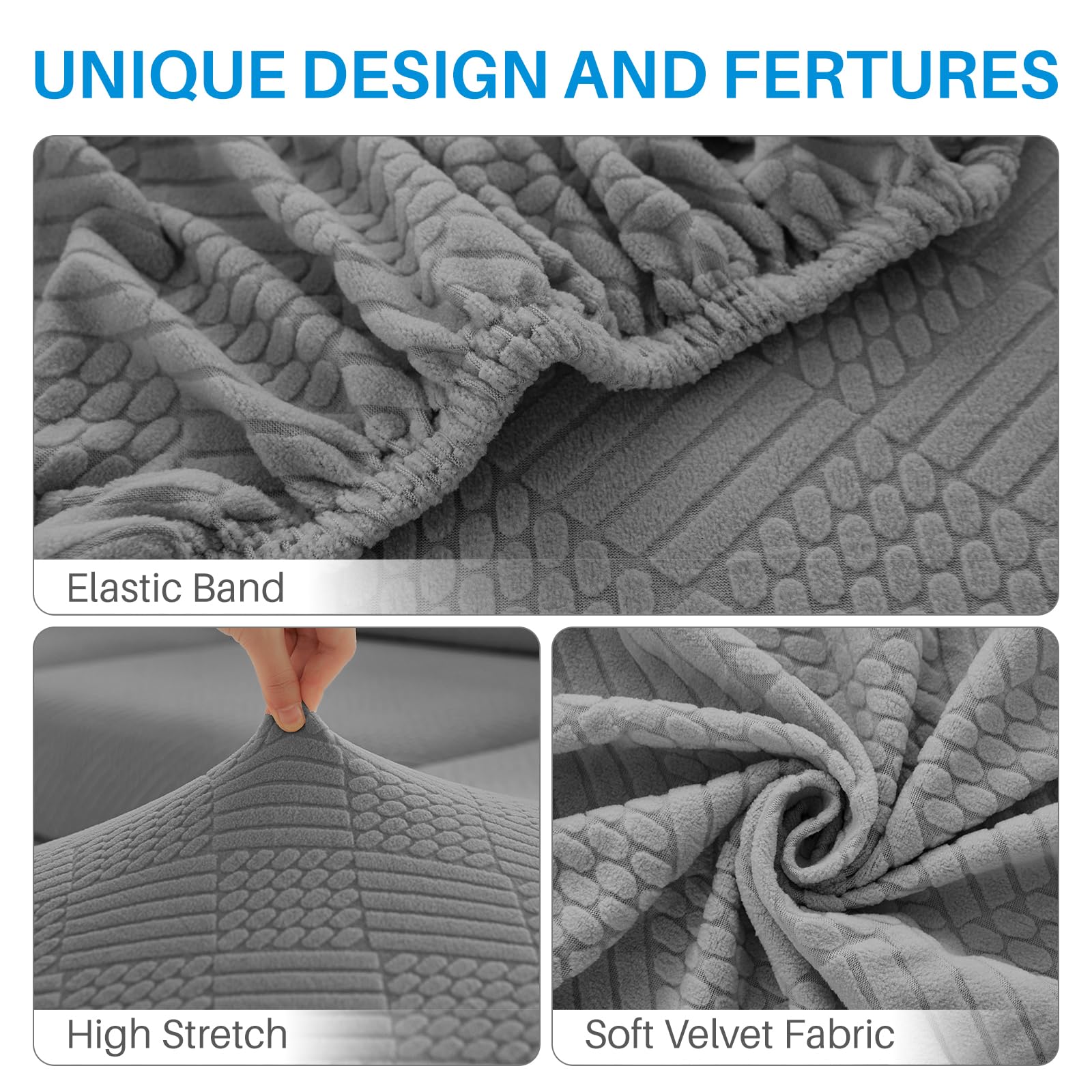 Deep Dream close-up of jacquard chaise texture highlighting soft durable fabric