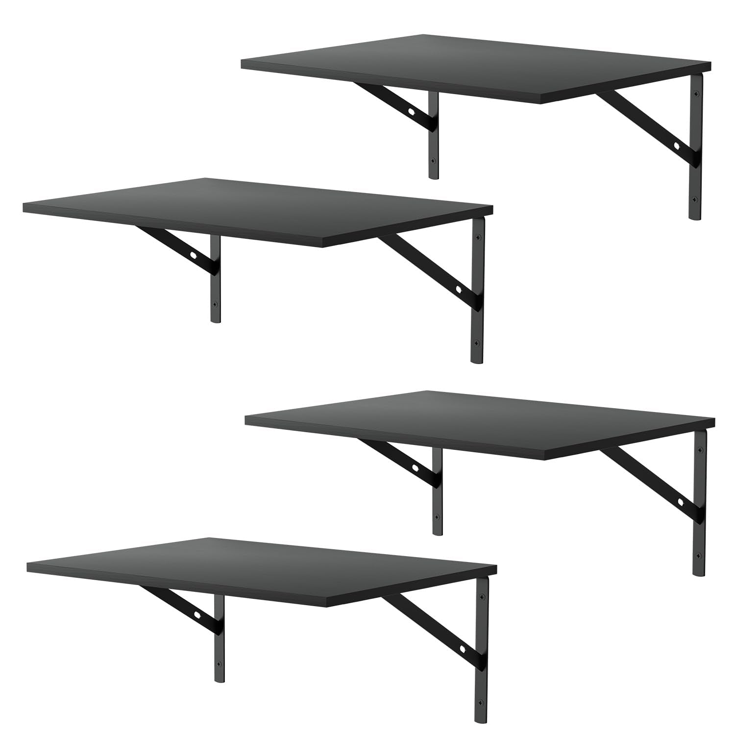 Deep Floating Wall Shelves front view showing four black shelves for clean display