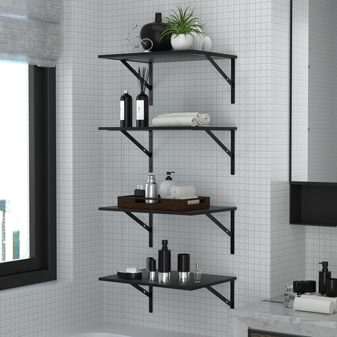 Deep Floating Wall Shelves scale comparison beside books showing generous 12 inch depth