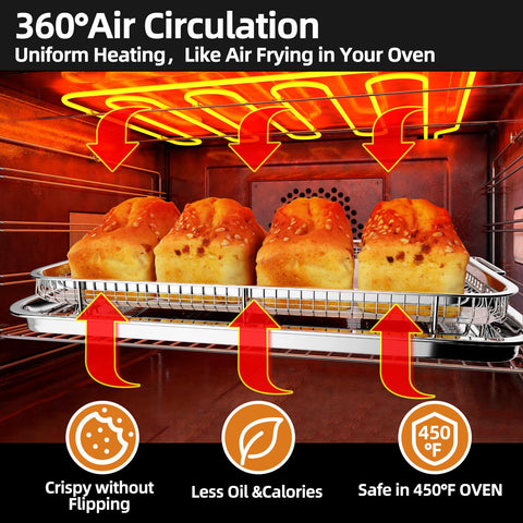 DEGOVIN basket in oven with fries showing crisping and less oil benefit
