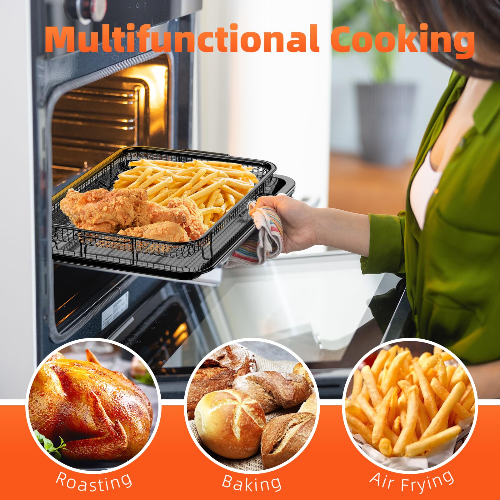 DEGOVIN tray holding golden fries to show crisp results with less oil