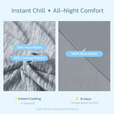 Degrees of Comfort fabric texture held by hand showing cool-to-touch surface benefit