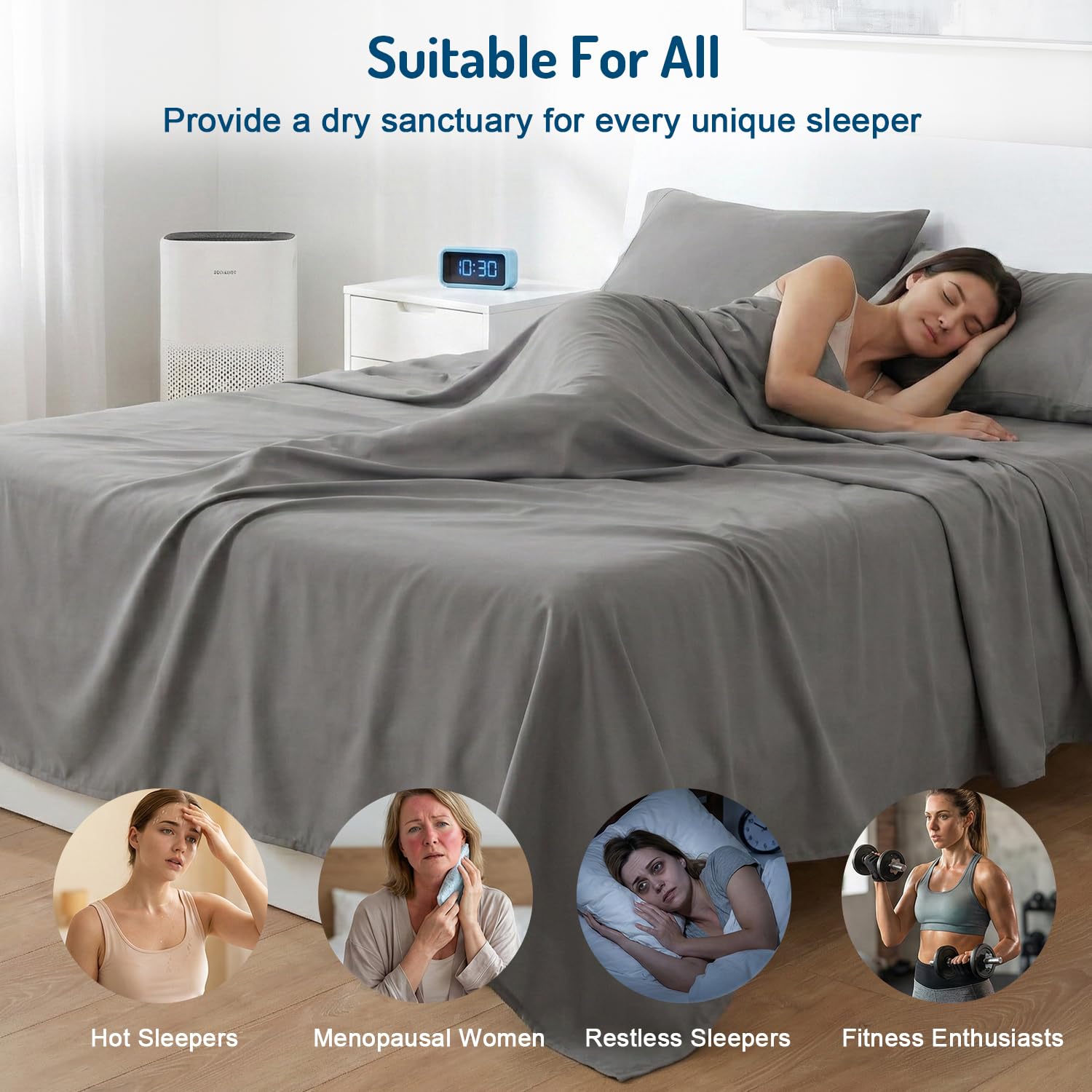 Degrees of Comfort styled bed in a bedroom showing cooler sleeping environment