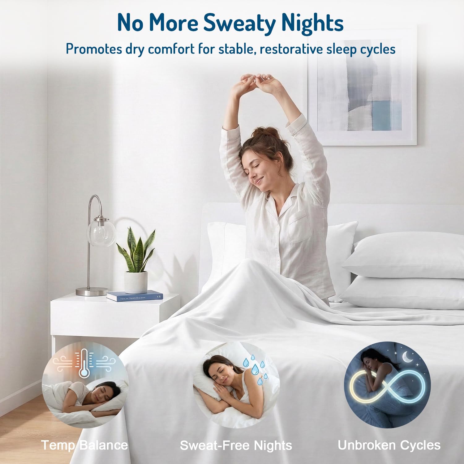 Degrees of Comfort fitted sheet deep pocket displayed on thick mattress for secure fit