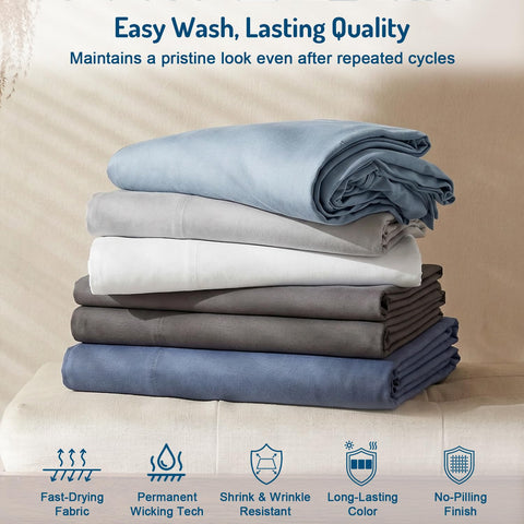 Degrees of Comfort sheet on mattress showing 14-inch pocket for tall beds