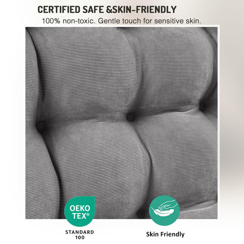 Degrees of Comfort corduroy close-up showing breathable ribbed fabric and soft feel