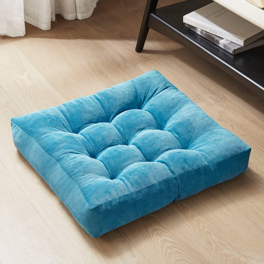 Degrees of Comfort front view of turquoise floor pillow showing size and color, ideal for seating