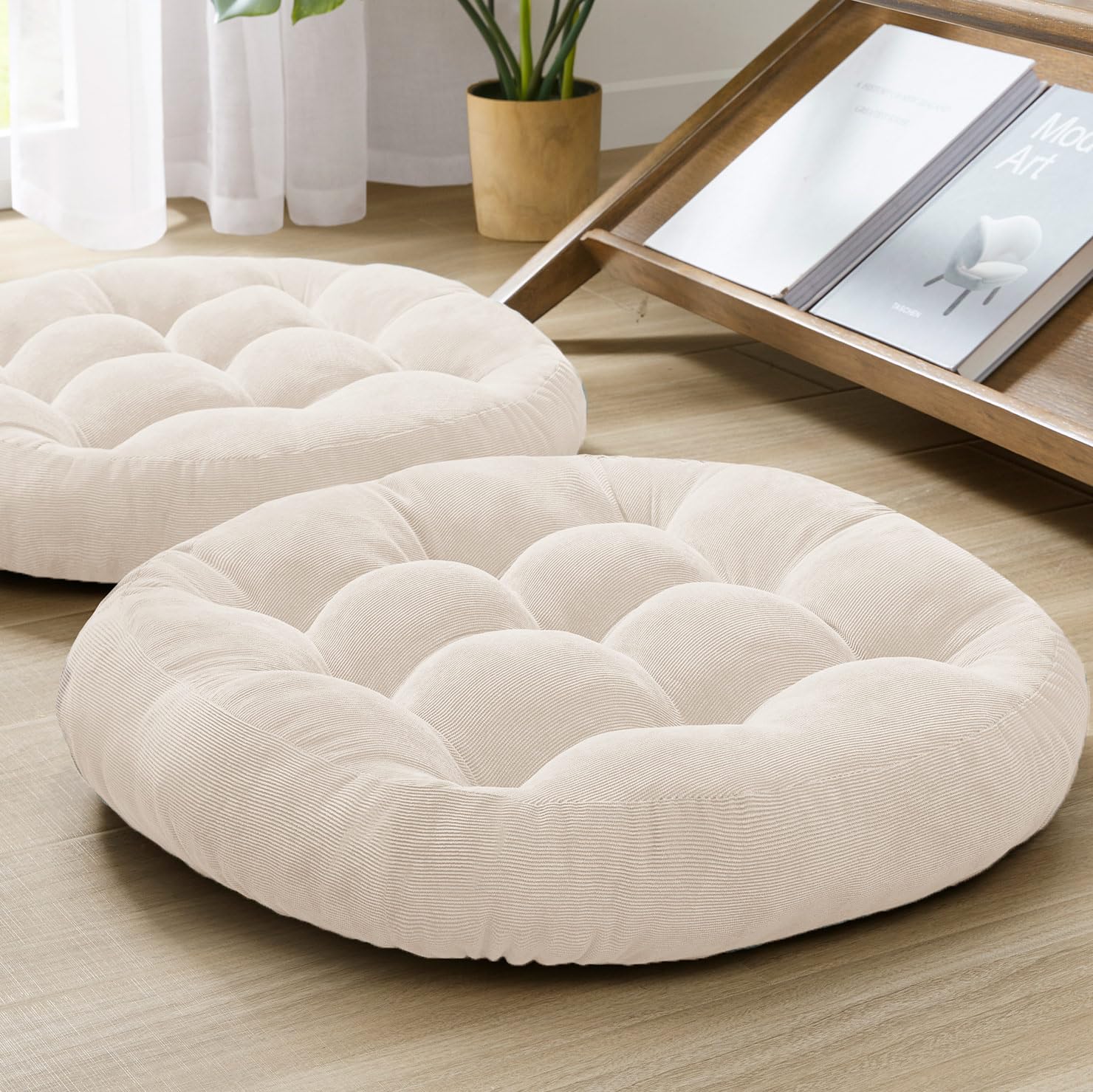 Degrees of Comfort front view of two 22-inch cushions showing roomy seating benefit