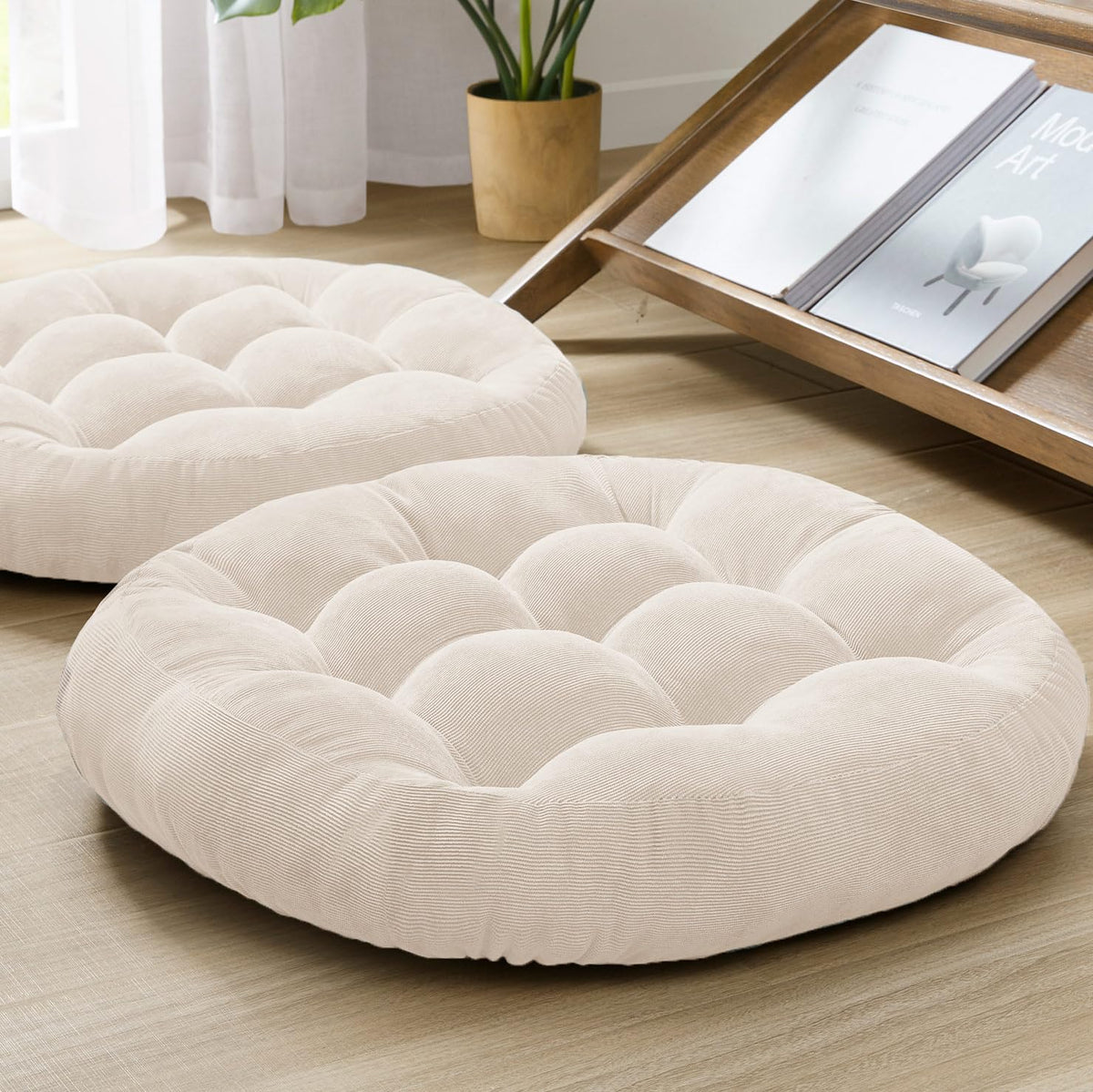 Degrees of Comfort front view of two 22-inch cushions showing roomy seating benefit