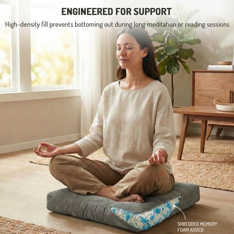 Degrees of Comfort packaging and expanded cushion showing rapid loft recovery ease