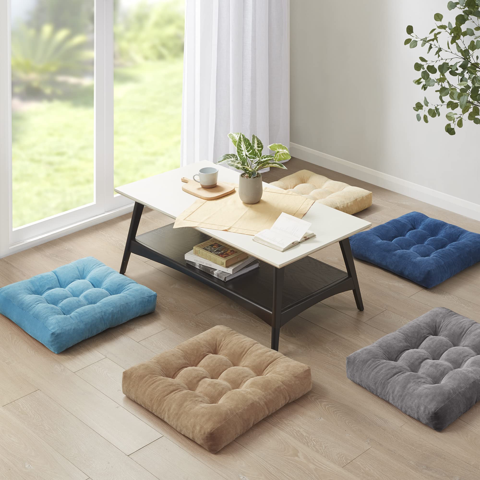 Degrees of Comfort next to chair for scale showing large 22-inch cushion benefit