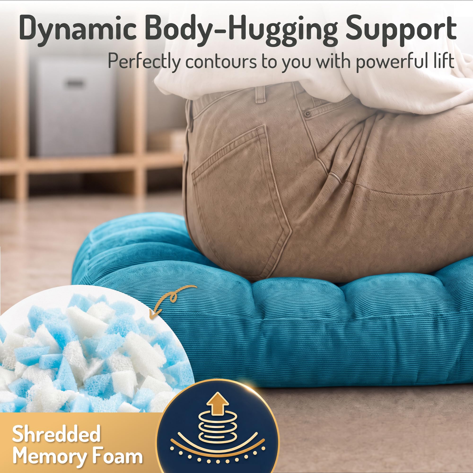 Degrees of Comfort tufting detail demonstrating nine fixed points to reduce filling shift