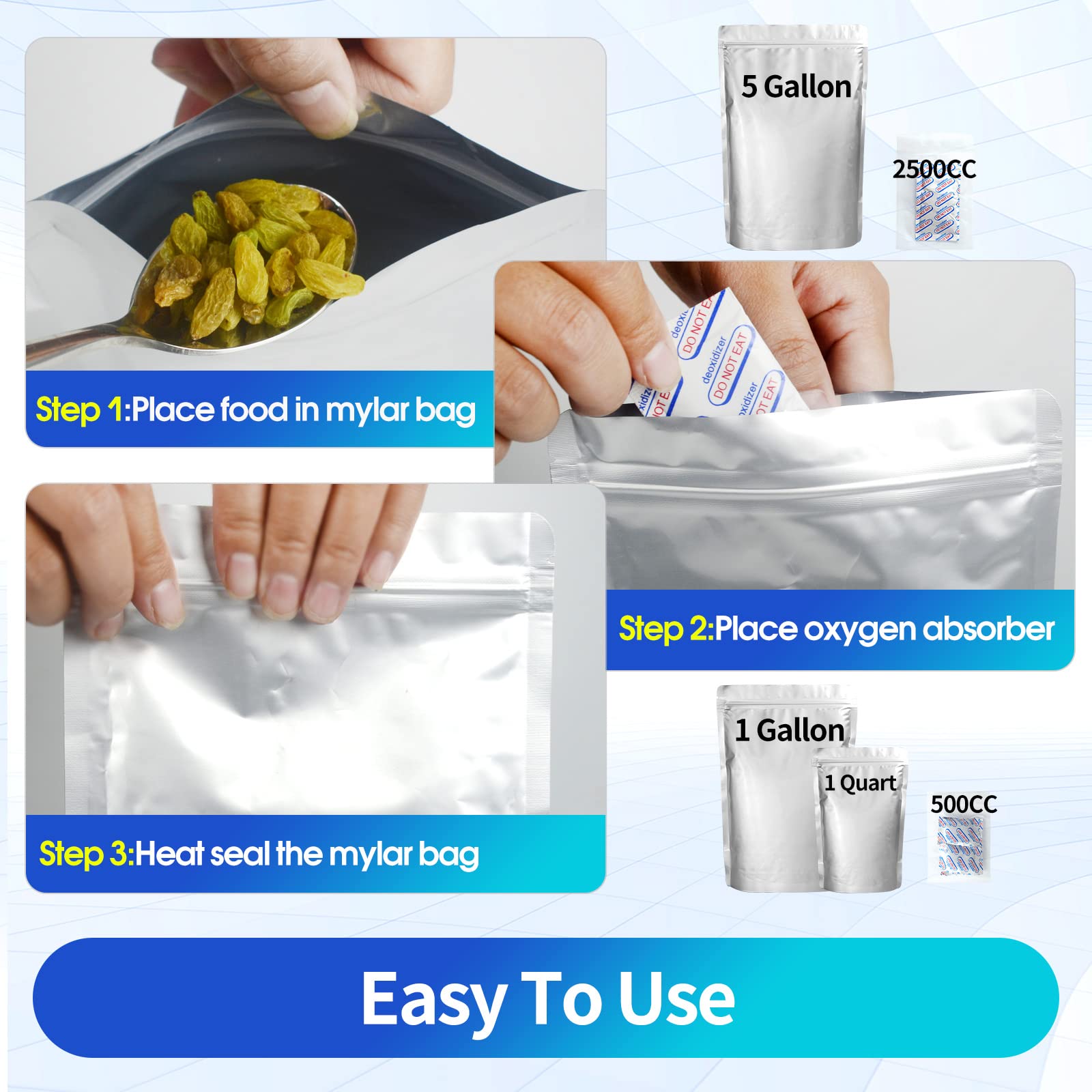 DEIAO 1-gallon and 1-quart pouches grouped to show versatile portioning benefits