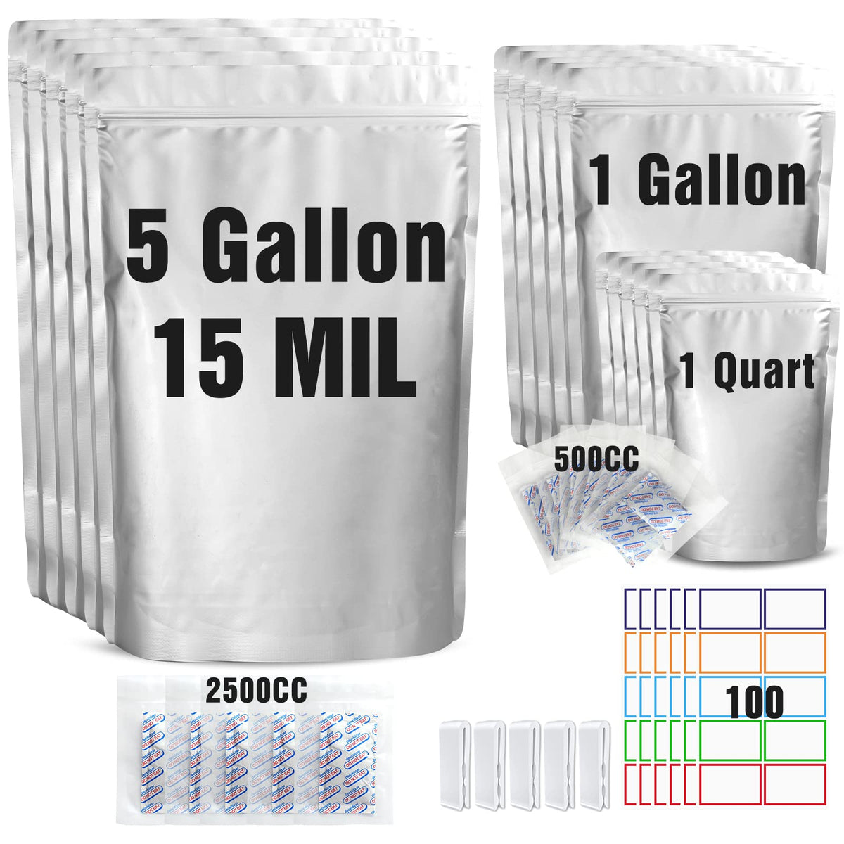 DEIAO 5-gallon mylar bag front view showing durable construction and brand benefits