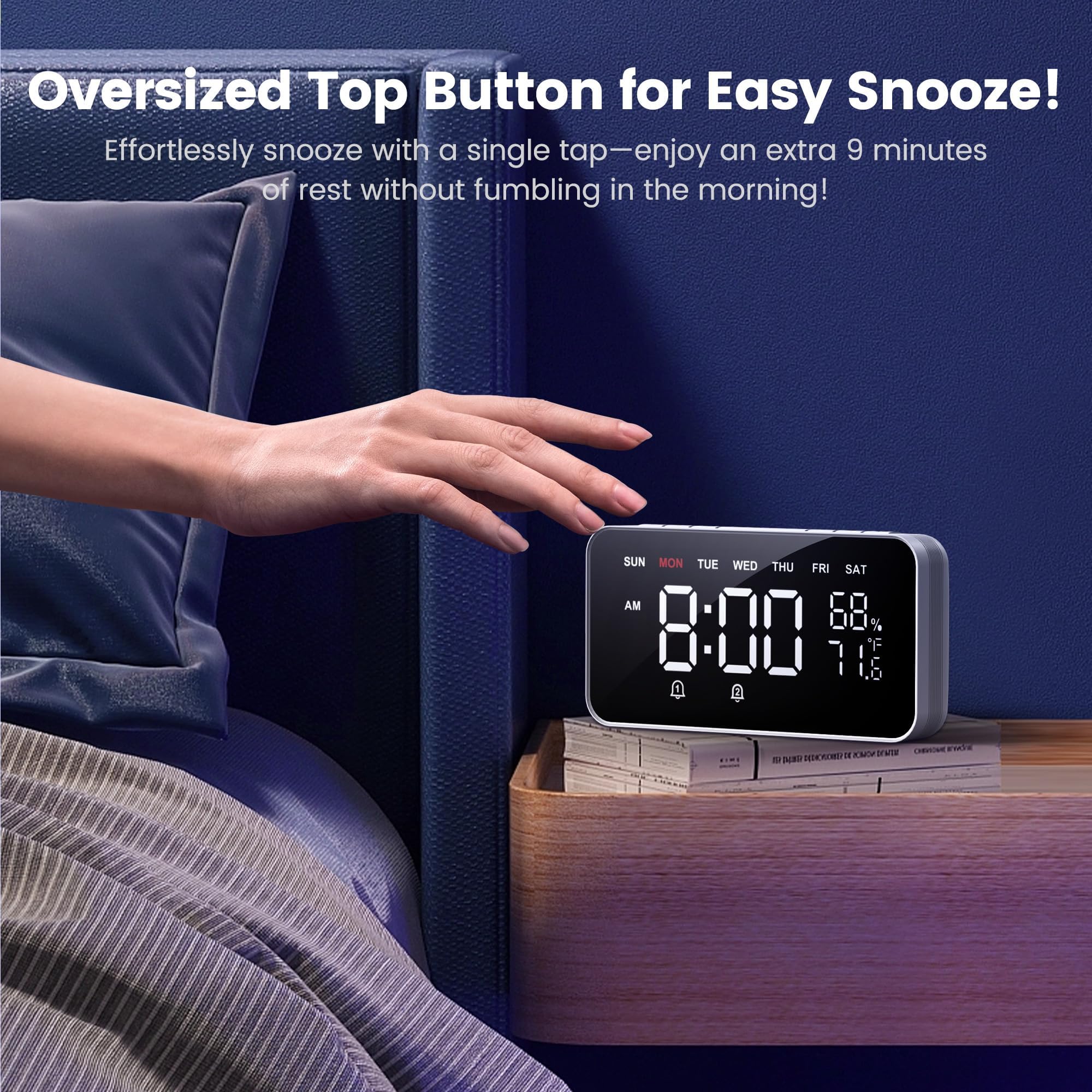 Dekala alarm clock in bedroom setting helping dependable morning routines