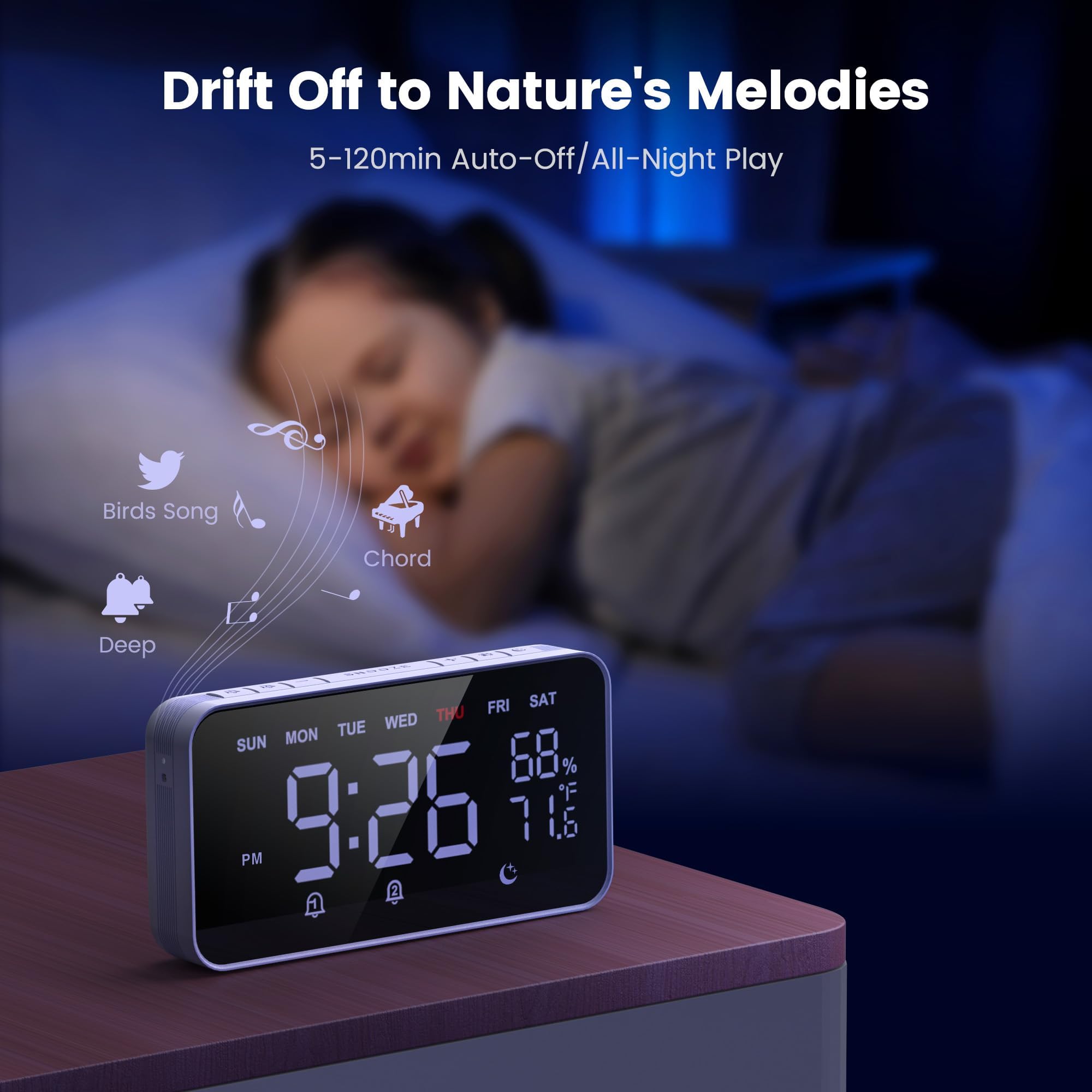 Dekala clock next to smartphone illustrating compact size and scale