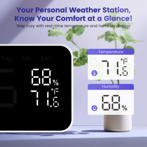 Dekala temperature and humidity readout helping room comfort monitoring