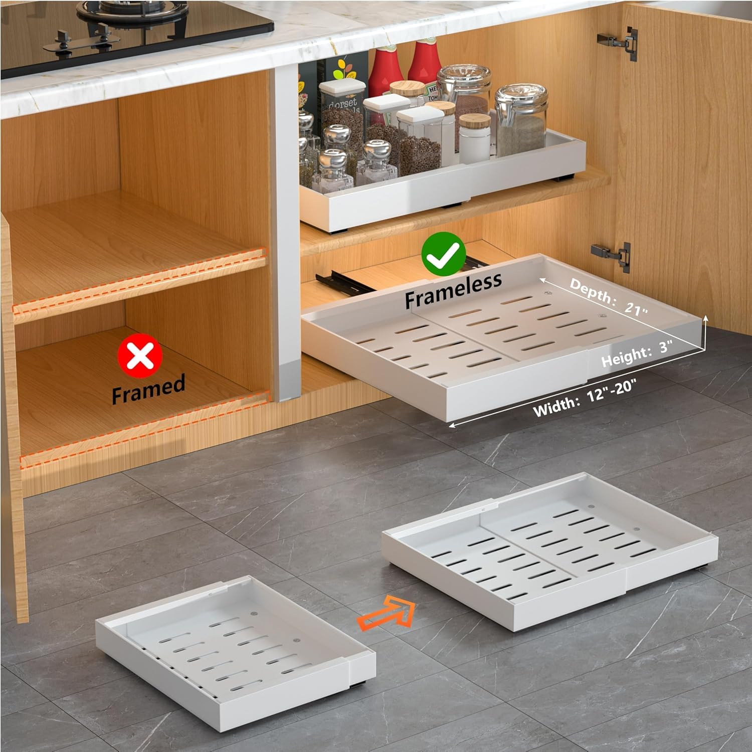 DEKAVA demonstration of width adjustment fitting different cabinet sizes