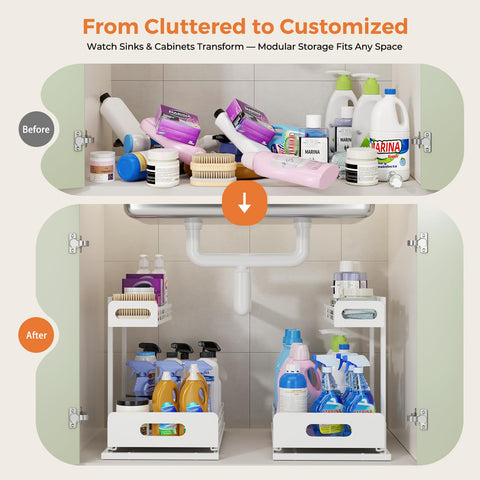 Delamu in bathroom vanity showing tidy toiletries and quick access benefit