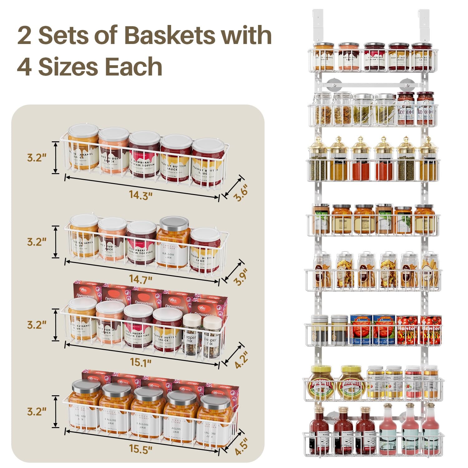 Delamu lower shelves loaded with jars showing sturdy support benefit