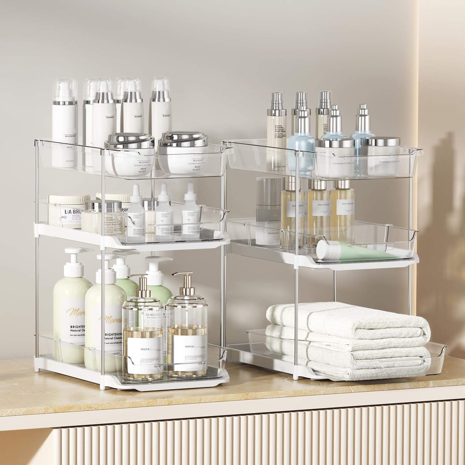 Delamu clear drawer close-up displaying visibility and fast item selection benefit