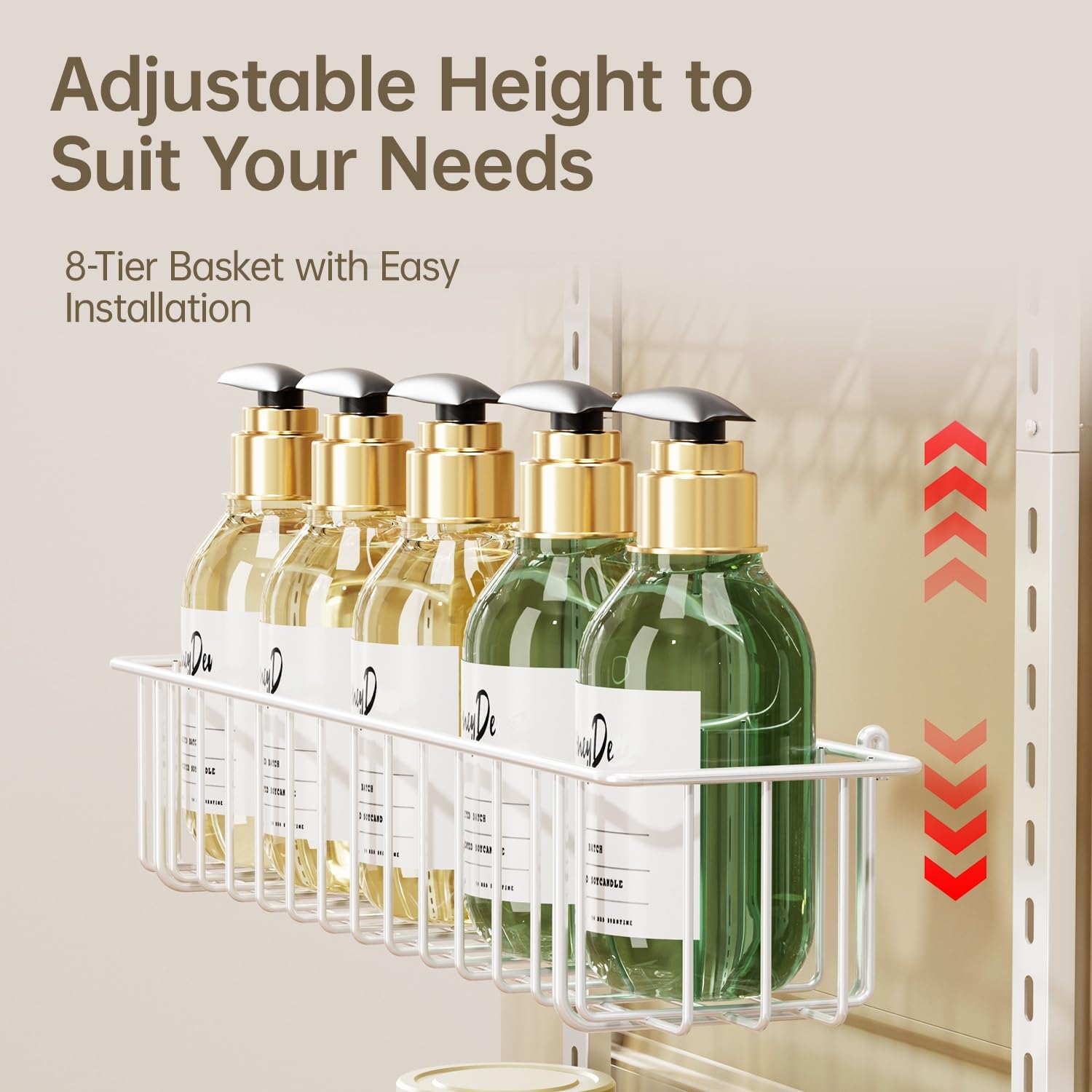 Delamu close-up of adjustable basket demonstrating customizable spacing benefit