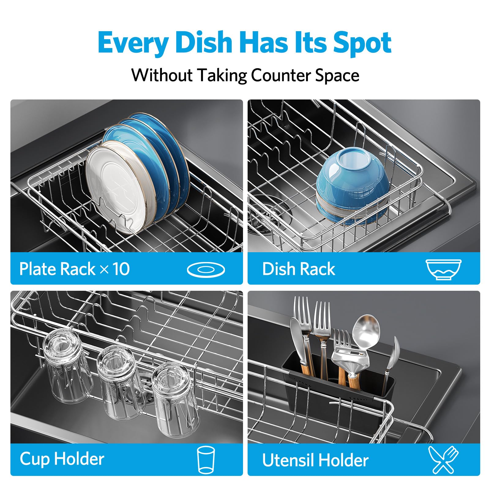 Delamu detachable utensil and cup holder offering flexible organization