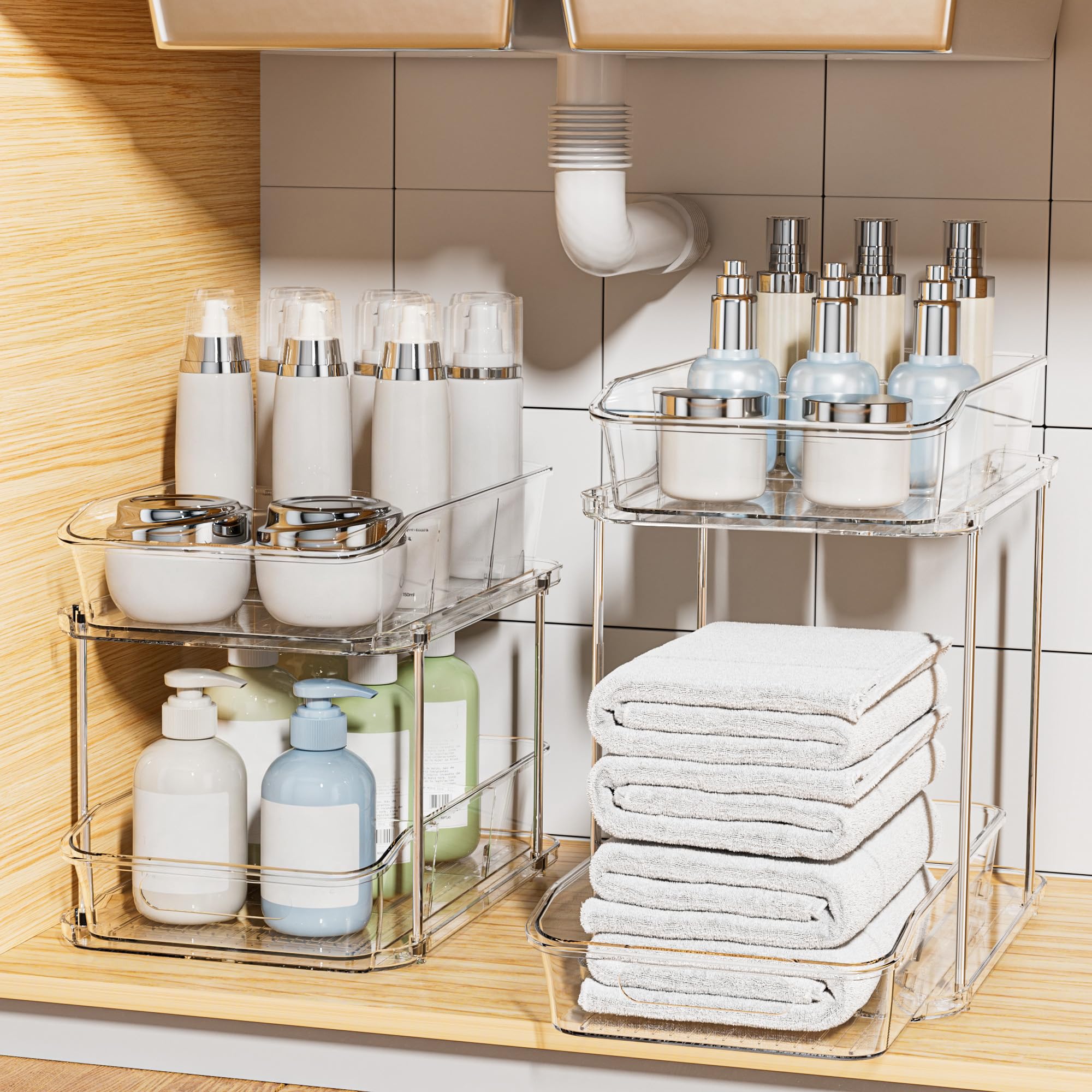 Delamu front view of clear two-tier pack showing organized visibility and quick access