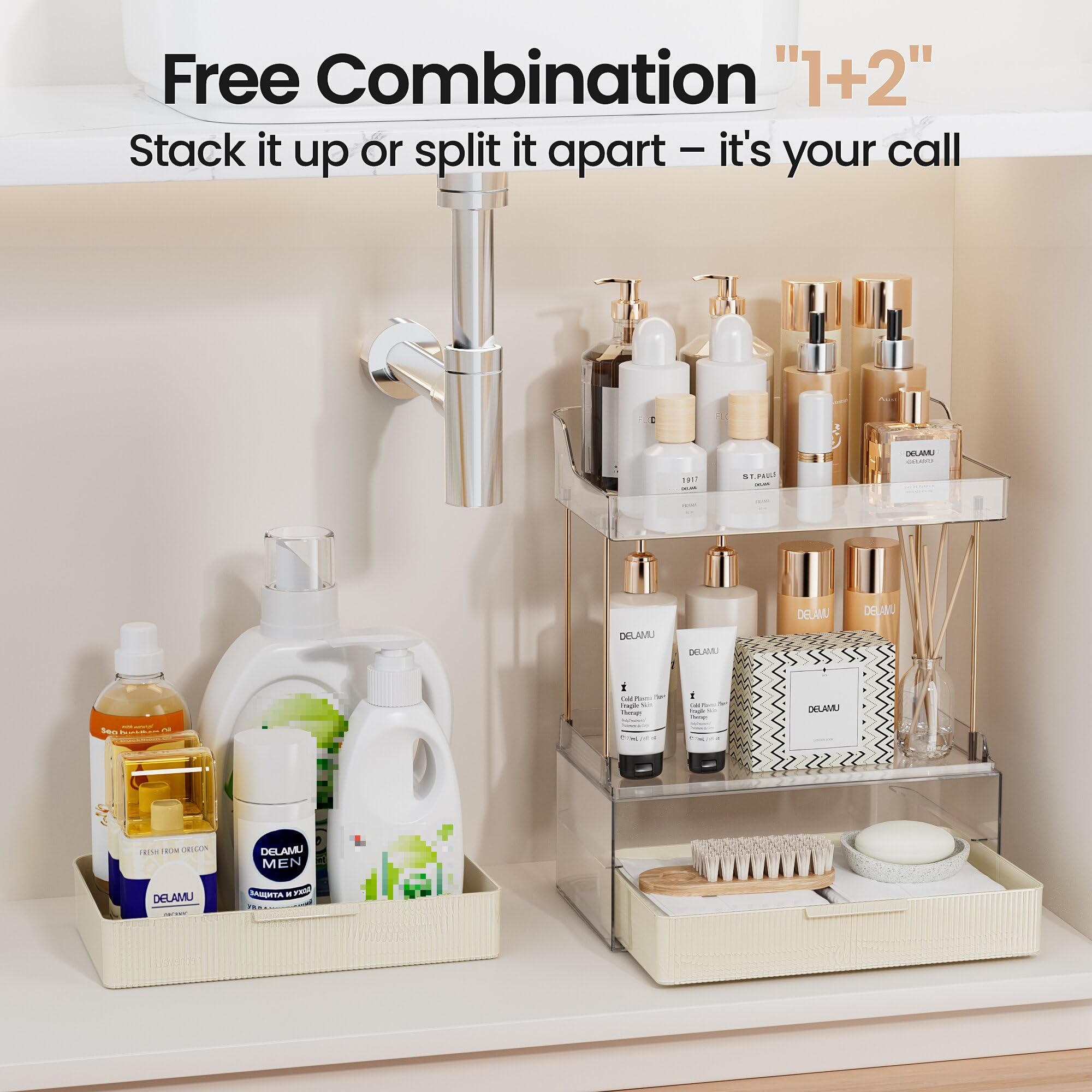 Delamu side profile on small counter demonstrating space-saving benefit