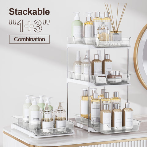 Delamu three stacked units demonstrating vertical space saving