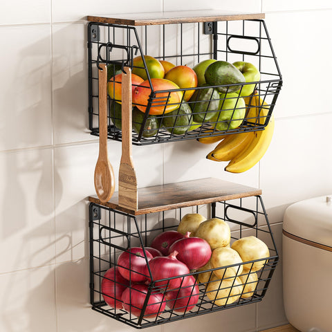 Delamu top view of stacked baskets demonstrating tiered storage and stability benefits
