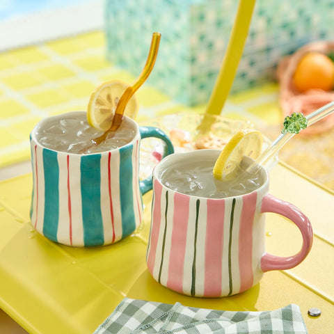 DELIGHTS GALORE close-up of ceramic glaze and stripes highlighting durable finish