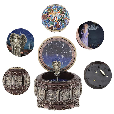 DELIWAY music box lit at night with LED lights, ambient bedside glow benefit