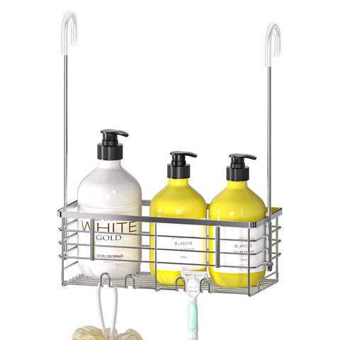 DELLAN front view of hanging shower organizer showing tidy storage benefit
