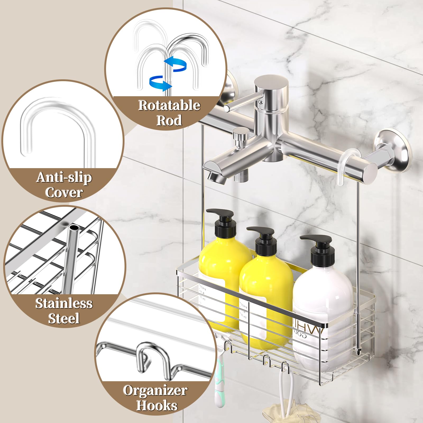 DELLAN mounted over shower door demonstrating space-saving benefit