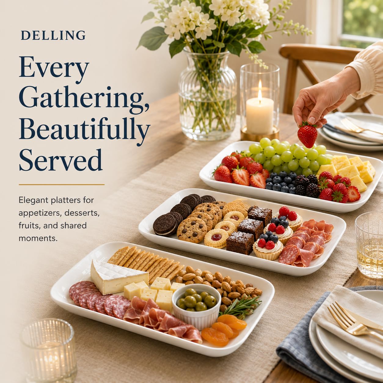 DELLING closeup glaze and rim detail highlighting chip-resistant finish and sturdy edge