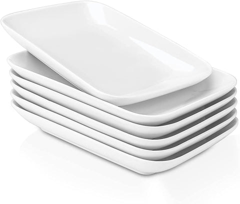 DELLING front view of rectangular plates shows clean white finish and modern look