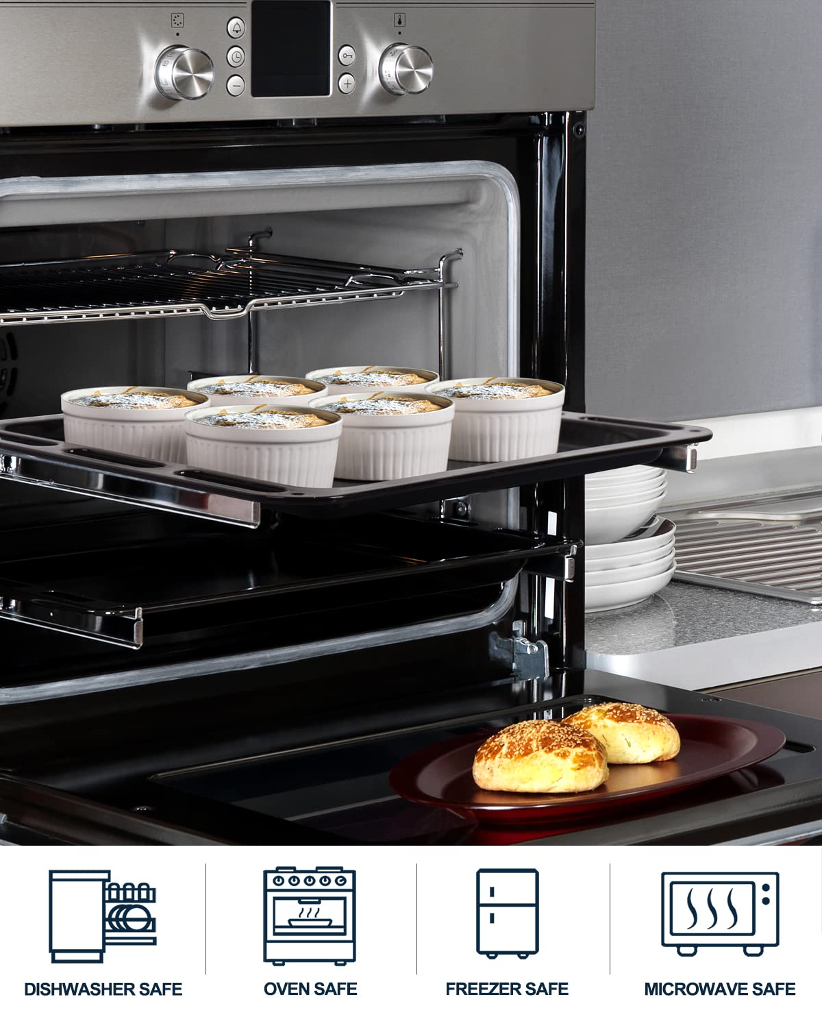 DELLING ramekin inside oven illustrating oven-safe performance up to 500F