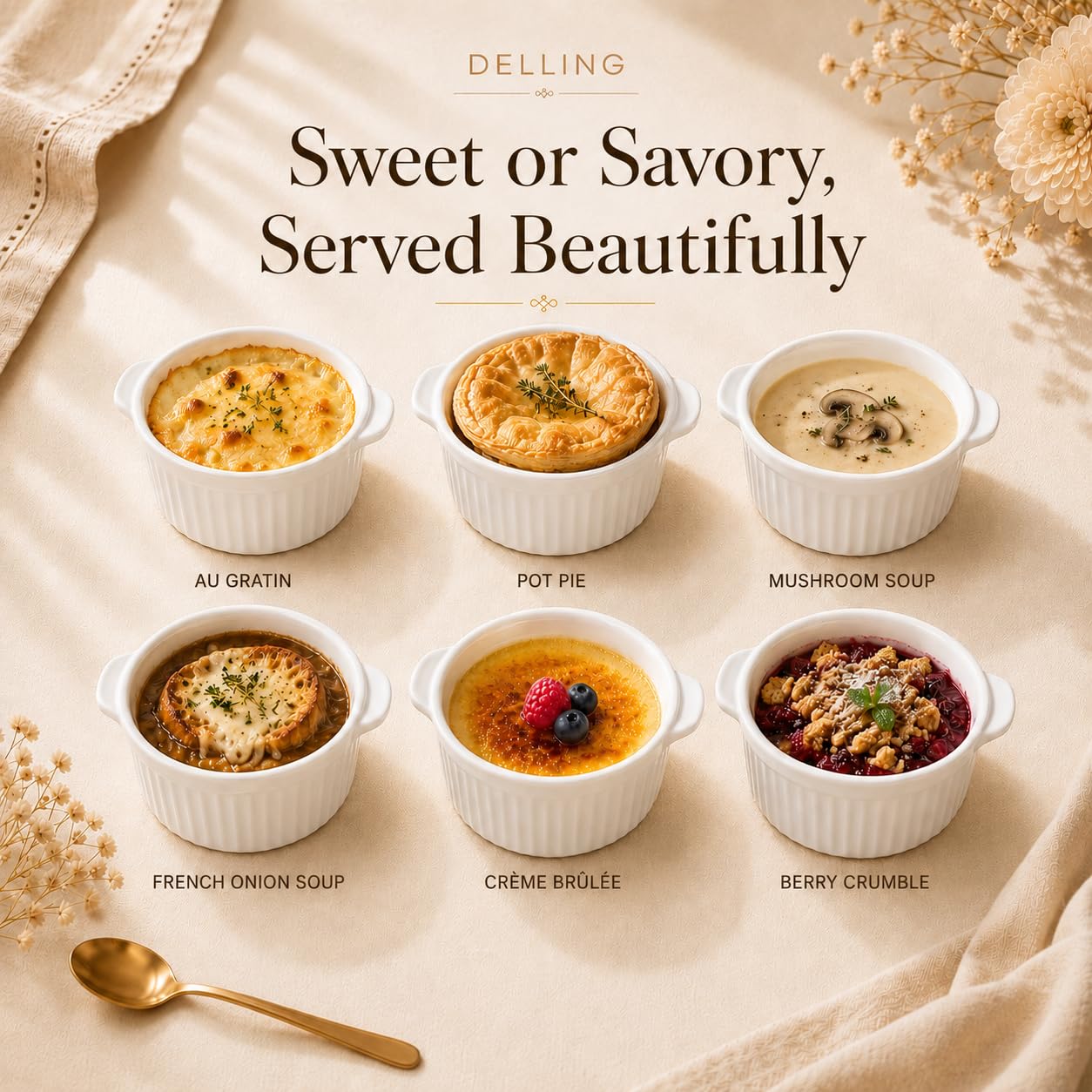 DELLING ramekin with molten lava cake highlighting even baking benefit