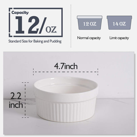 DELLING top view of ramekin opening highlighting 12 oz capacity and rim