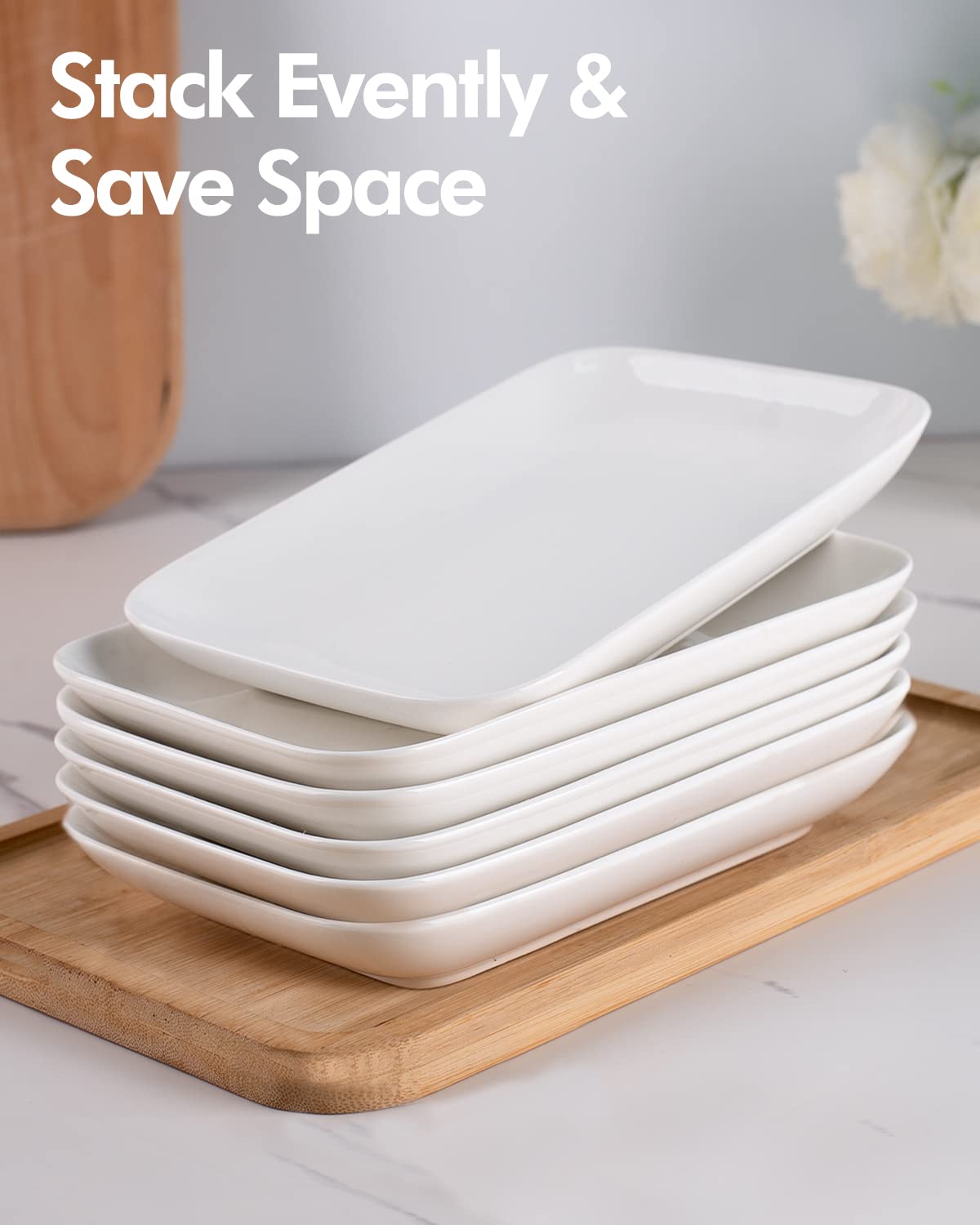 DELLING stacked plates demonstrating space-saving design and neat cabinet storage