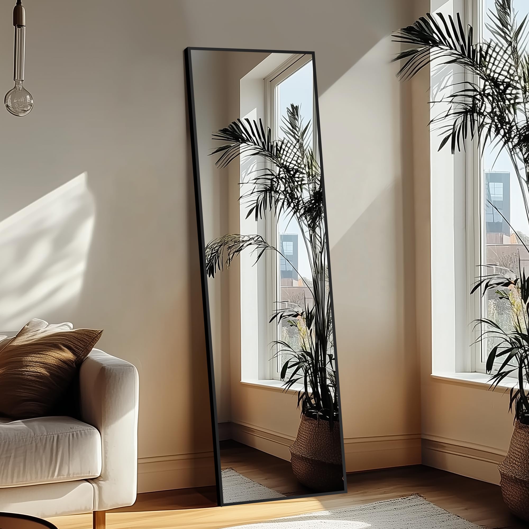 Delma mirror close-up of aluminum frame texture highlighting durable finish