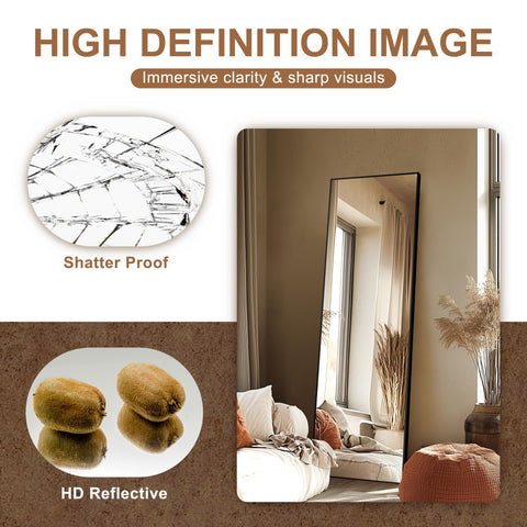 Delma mirror in bedroom lifestyle showing clear reflection and space enhancement