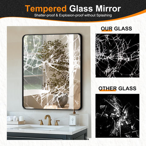 Delma mirror size scale with vanity illustrating proportion and coverage